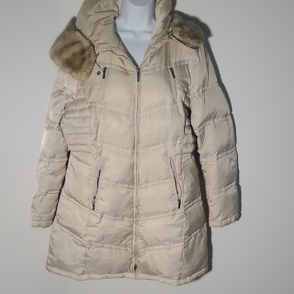 Laundry BySheli Segal 50%Dow50%Feathers Women's Winter Cream Puffer Jacket Sz L